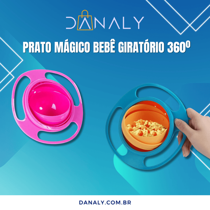 Prato Mágico Bebê Giratório 360º Alimento Não Cai - Danaly