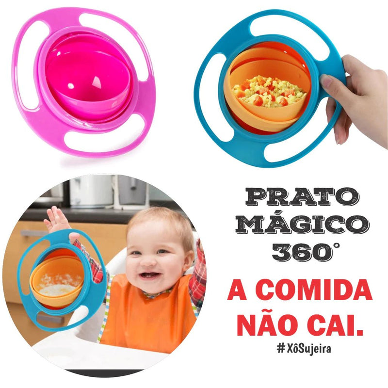 Prato Mágico Bebê Giratório 360º Alimento Não Cai - Danaly