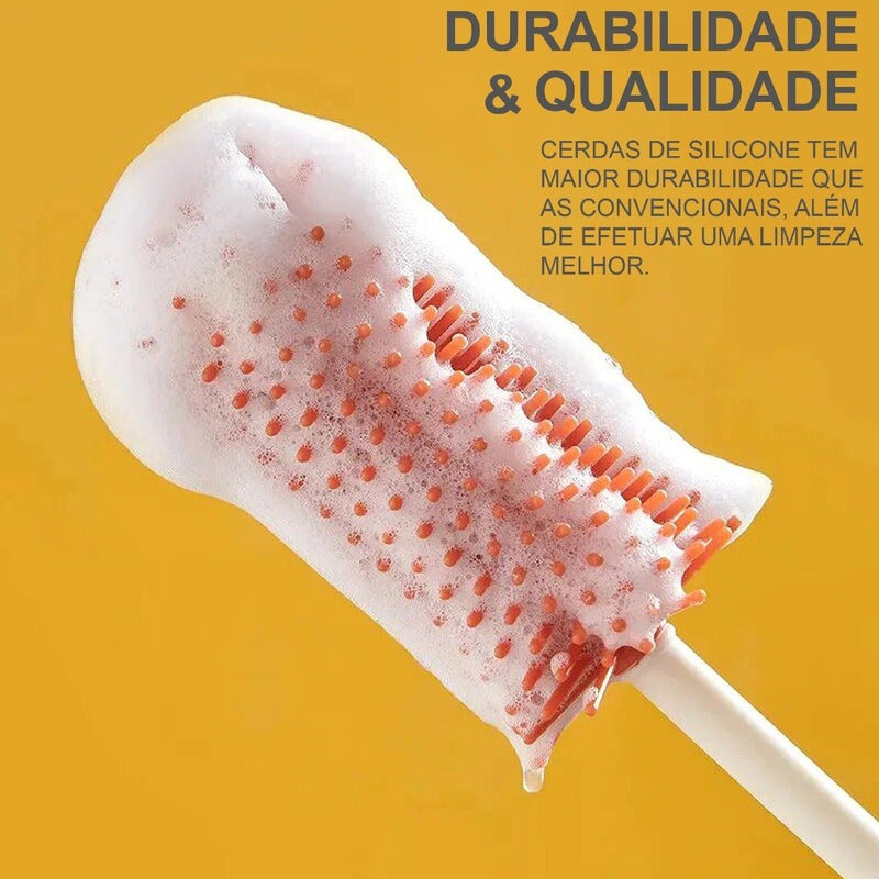 Kit Escova de Mamadeira de Silicone 3 em 1 com Suporte limpeza de copo bico chupeta Infantil - Danaly